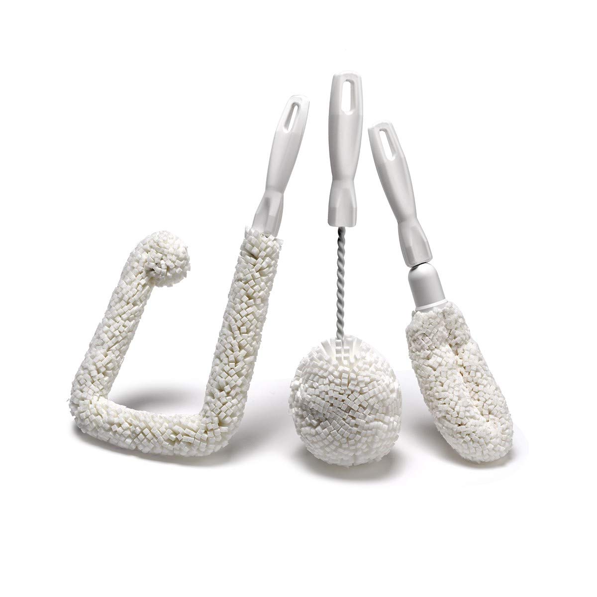Glassware Cleaning Brush Kit, Pack of 3 Home Decanter Cleaning Brush , Non-Scratch Cleaner Brush for Narrow Neck Wine Glass, Beer Bottle, Glass Cleaner Brush for Bar & Restaurants by FryOilSaver Co.