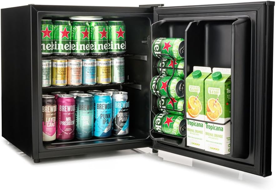 Subcold Cave50 LED Solid Door Beer Fridge for Wine & Drinks | Mini Chiller with Can Dispenser | 44 Cans (Black)