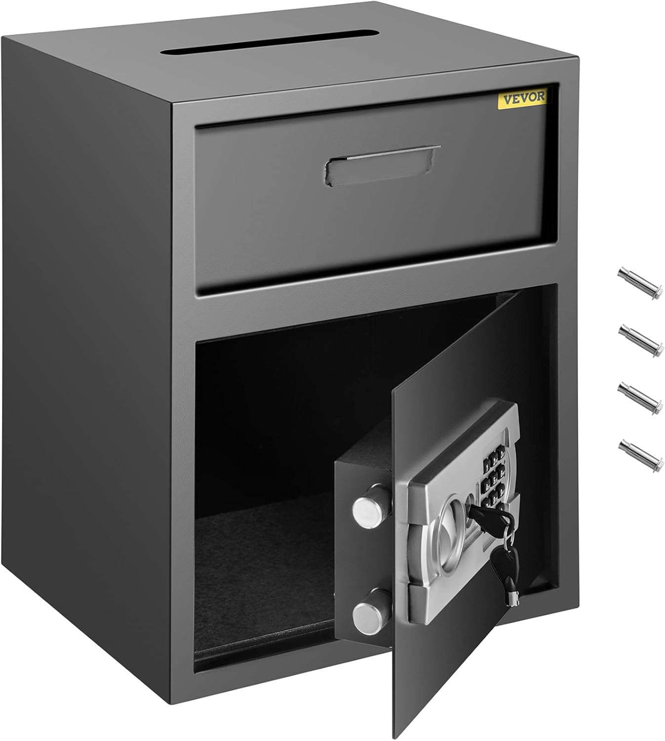 VEVOR Digital Depository Safe 1.7 Cubic Feet Made of Carbon Steel Electronic Code Lock Depository Safe with Deposit Slot with Two Emergency Keys Depository Box for Home Hotel Restaurant and Office