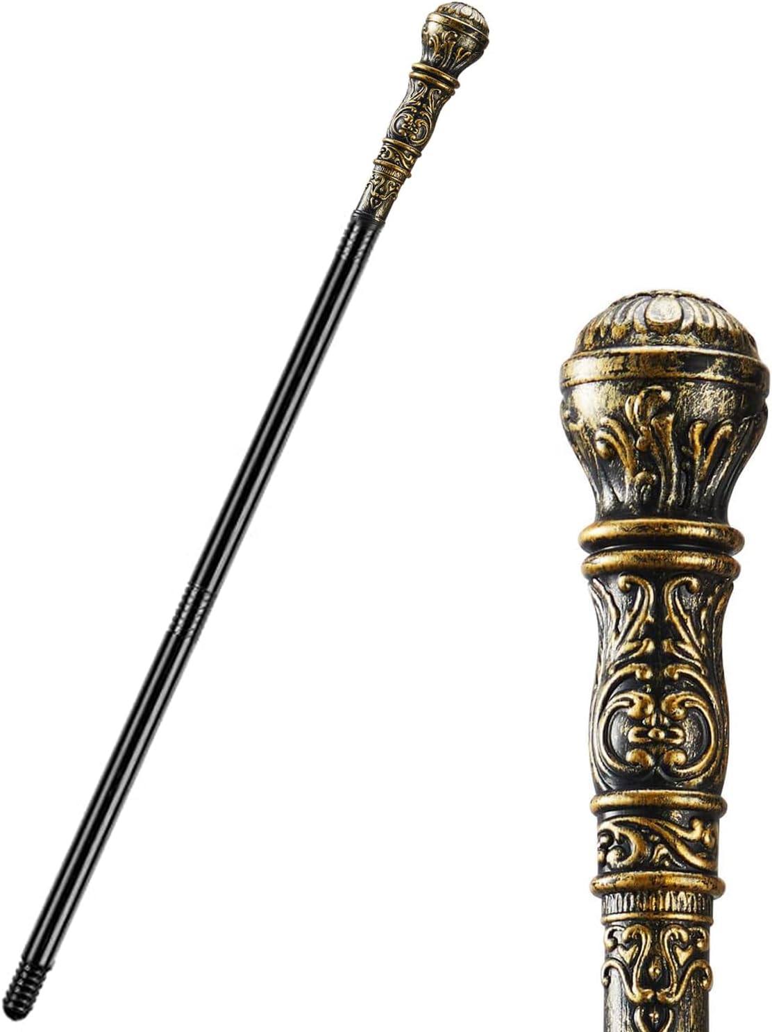 Antique Gold Cane Decorative Sliver Cane Prop Costume Scepter Colsplay Costume Cane