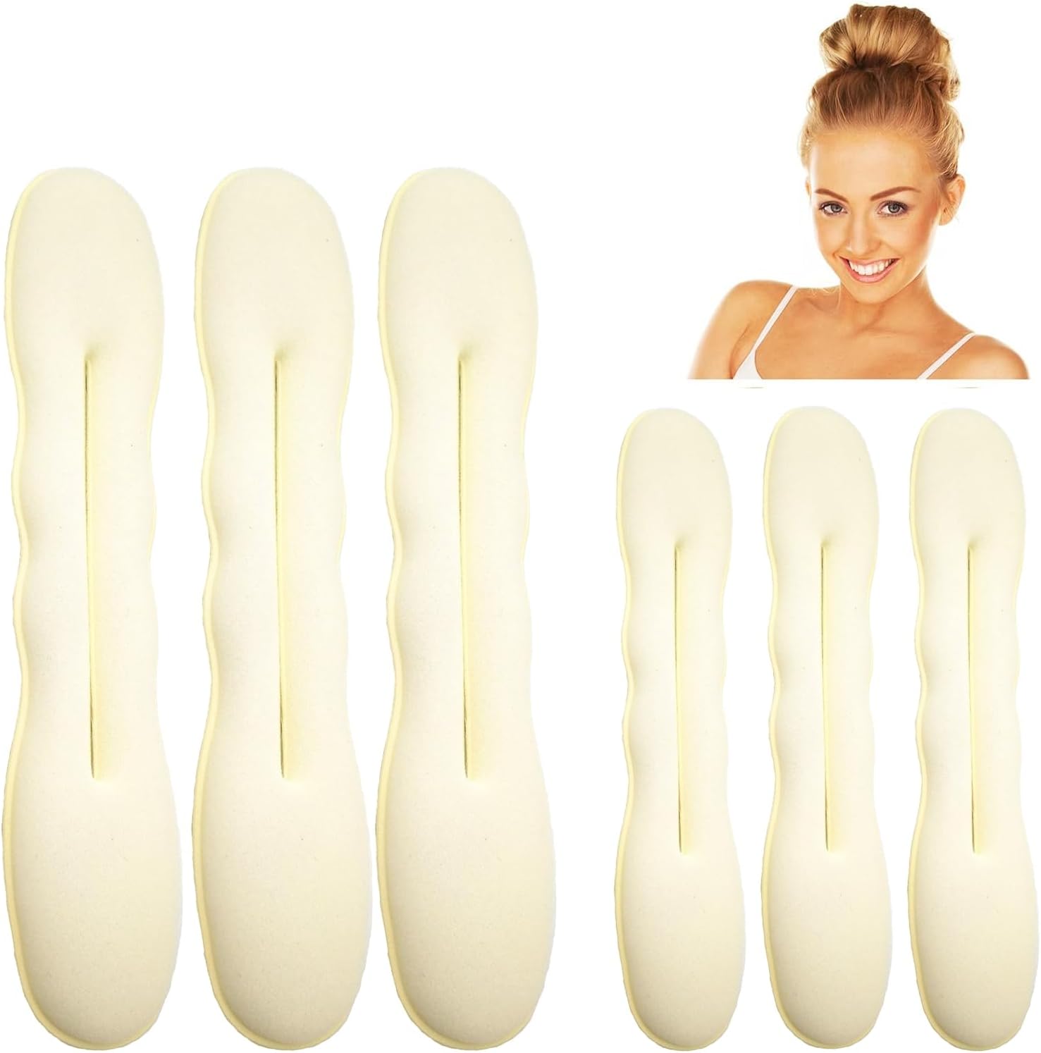 SSKHE 6PCS Magic Hair Bun Maker - Foam Twister Tool, Bun Shapers Accessories for Girls Women (3 Large, 3 Small)