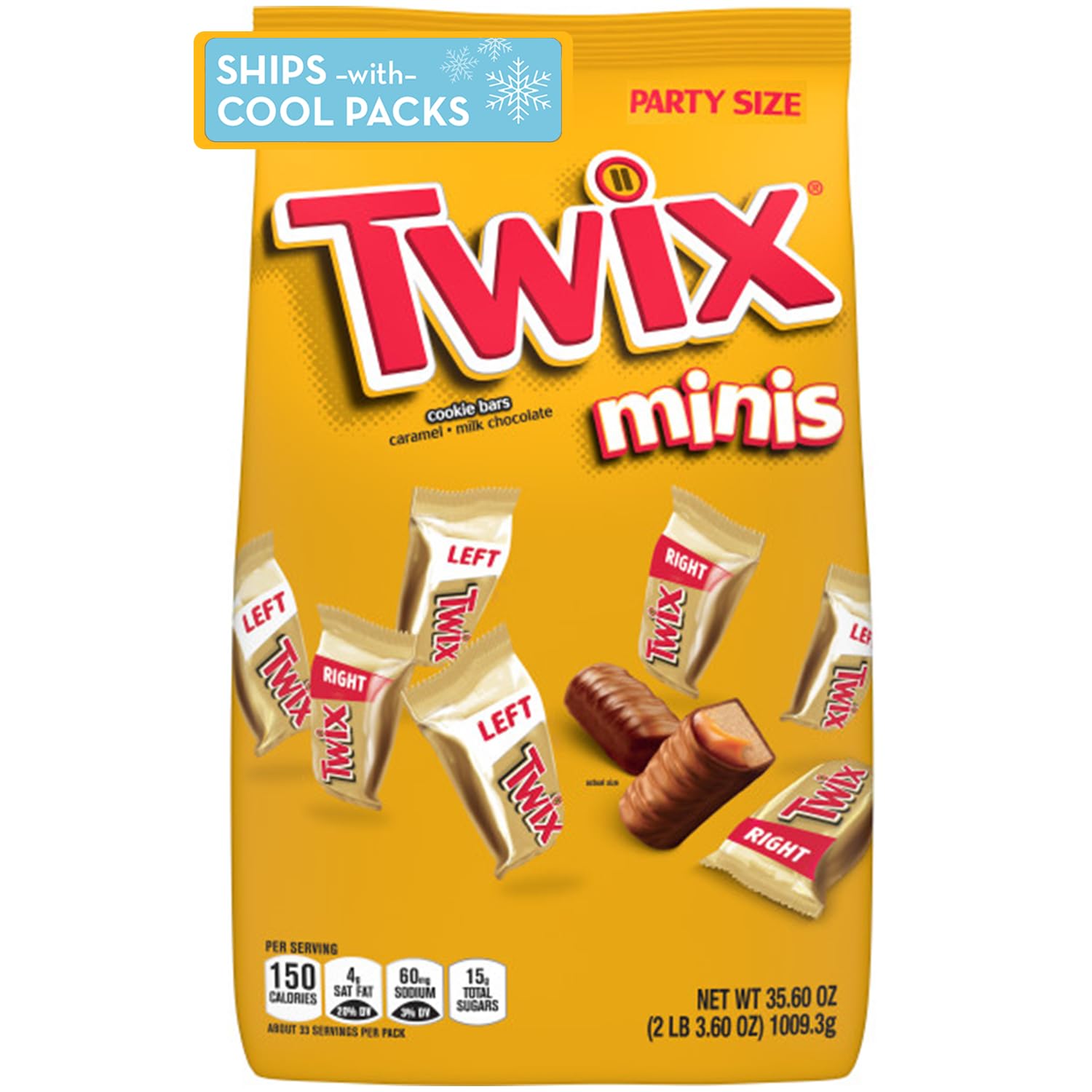 TWIX Caramel Minis Size Chocolate Cookie Bar Candy Bag, 35.6 oz, 95 pieces