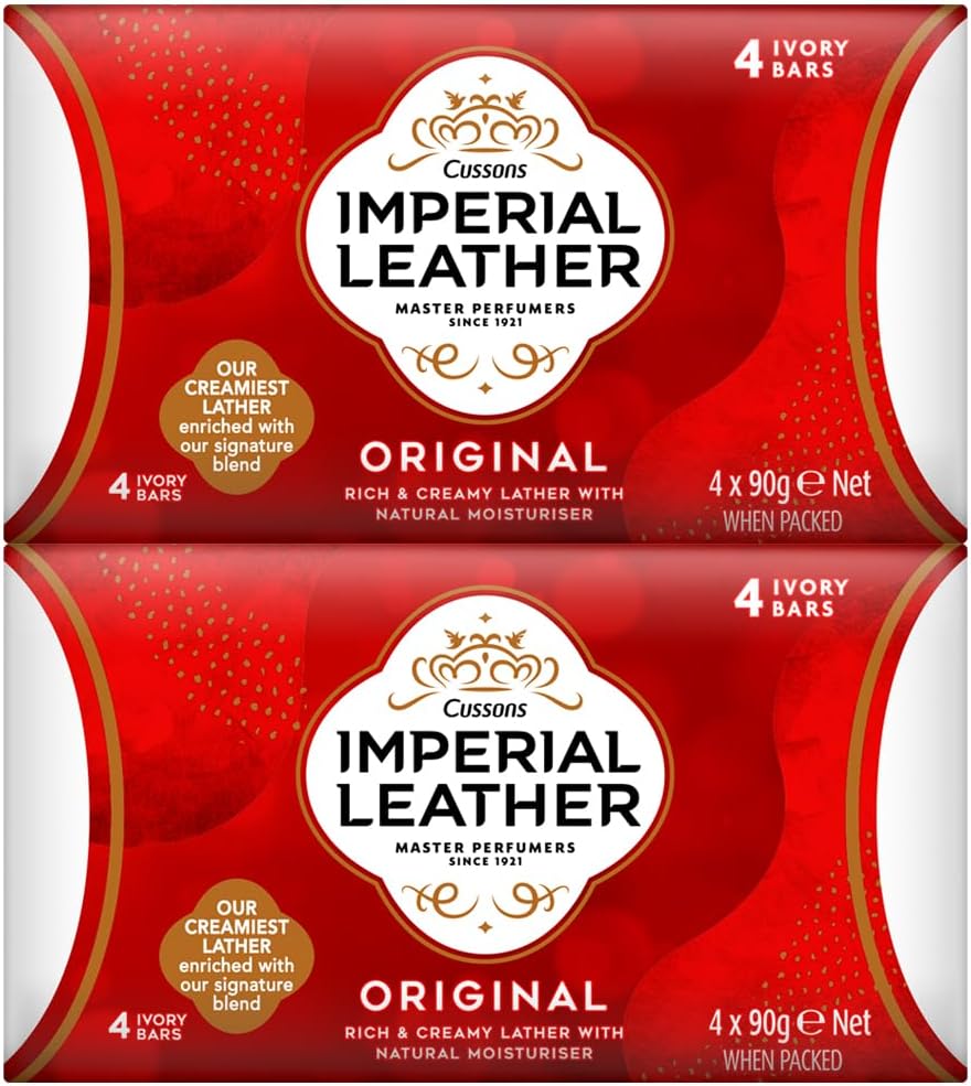 Imperial Leather Bar Soap Original Classic Cleansing Bar, Gentle Skin Care, Bulk Buy, Pack of 8 x 4 bars of 90 g (total 32 bars)