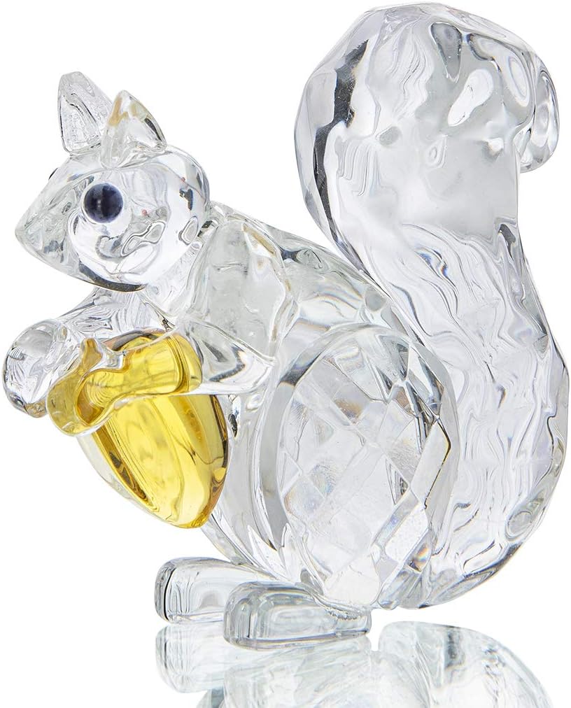 H&D HYALINE & DORA Crystal Animals Squirrel Collectible Figurine Glass Paperweight Table Centerpiece Ornament