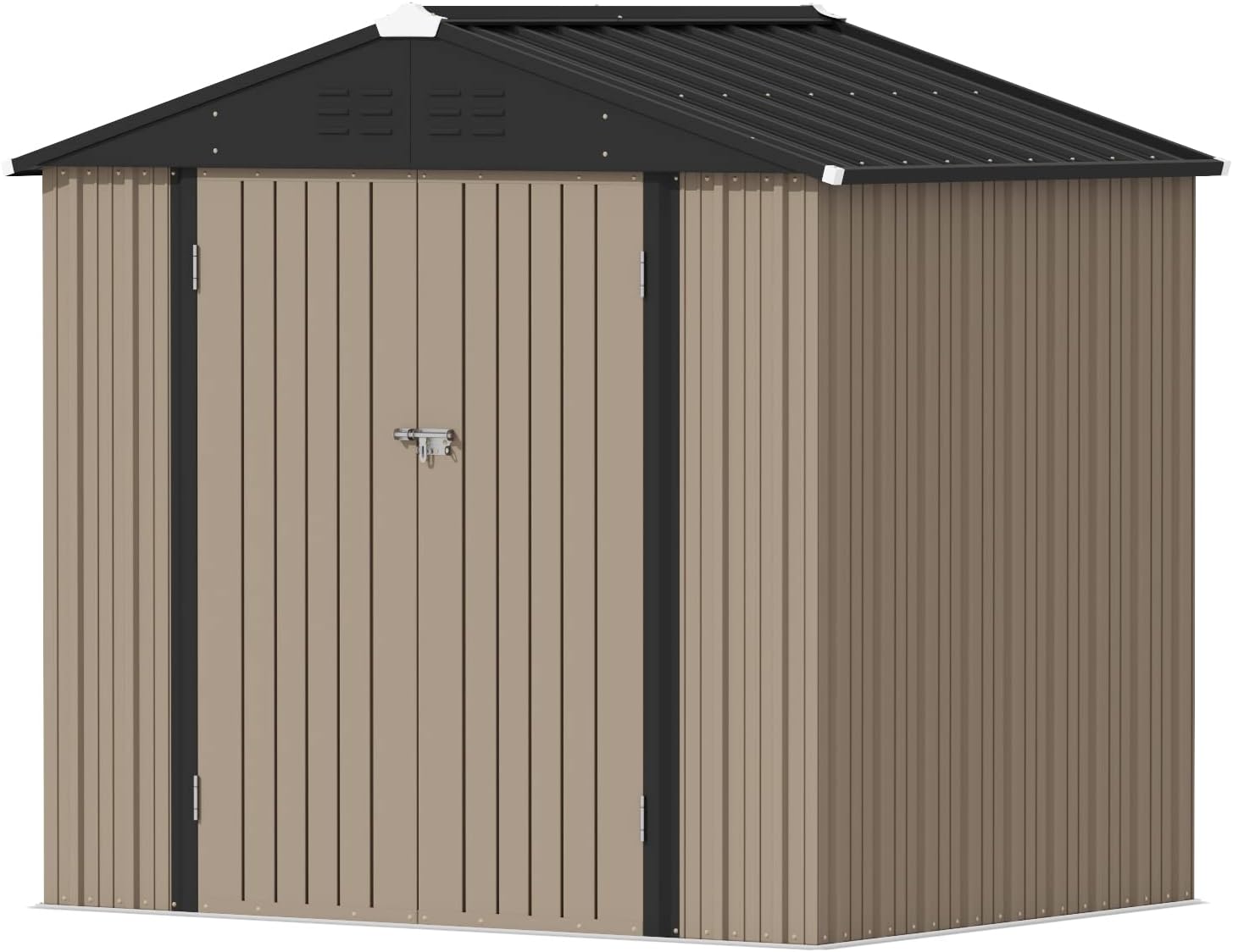 Devoko Outdoor Storage Shed 8 x 6 FT Lockable Metal Garden Shed Steel Anti-Corrosion Storage House with Single Lockable Door for Backyard Outdoor Patio (Brown)