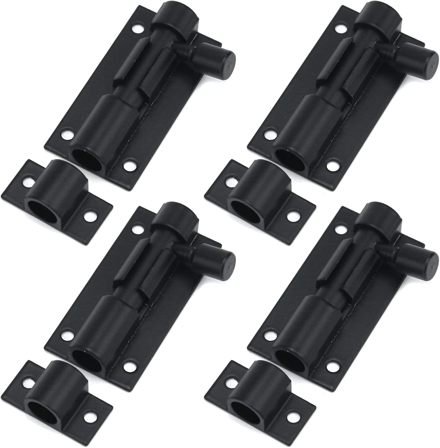 MY MIRONEY Black Barrel Bolt Lock Aluminum Alloy Slide Bolt Latch 2 Inch Door Latch Security Sliding Lock with Screws Pack of 4