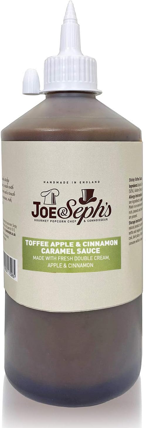 Joe & Seph's Toffee Apple & Cinnamon Caramel Sauce (1x1kg) | 2 Star Great Taste Award, caramel drizzle, ice cream sauce, caramel sauce for coffee, vegetarian, home baking, cakes