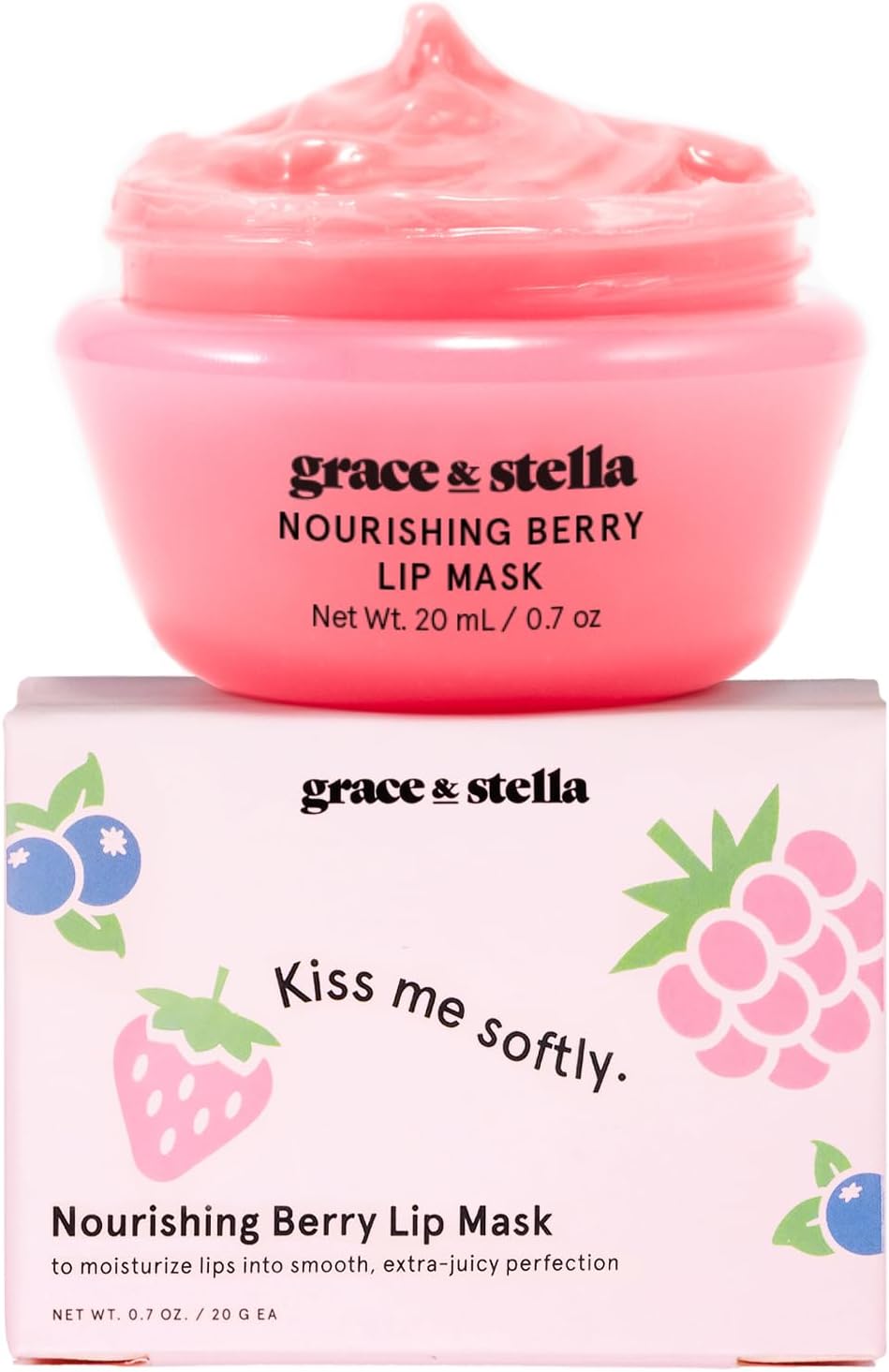 Award Winning Nourishing Berry Lip Mask - Lip Balm For Very Dry Lips - Lip Moisturizer Overnight & Lip Treatment & Lip Sleeping Mask - Vegan Cruelty-Free Lip Care Products by grace and stella