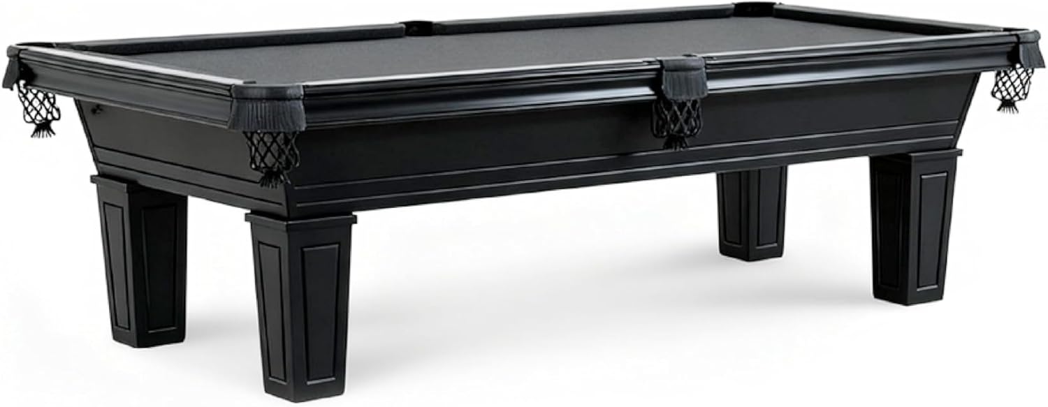 Corona Professional Slate Pool Table W/Premium Billiards Accessories （7FT and 8FT, Stain Black Finish and Walnut Finish）