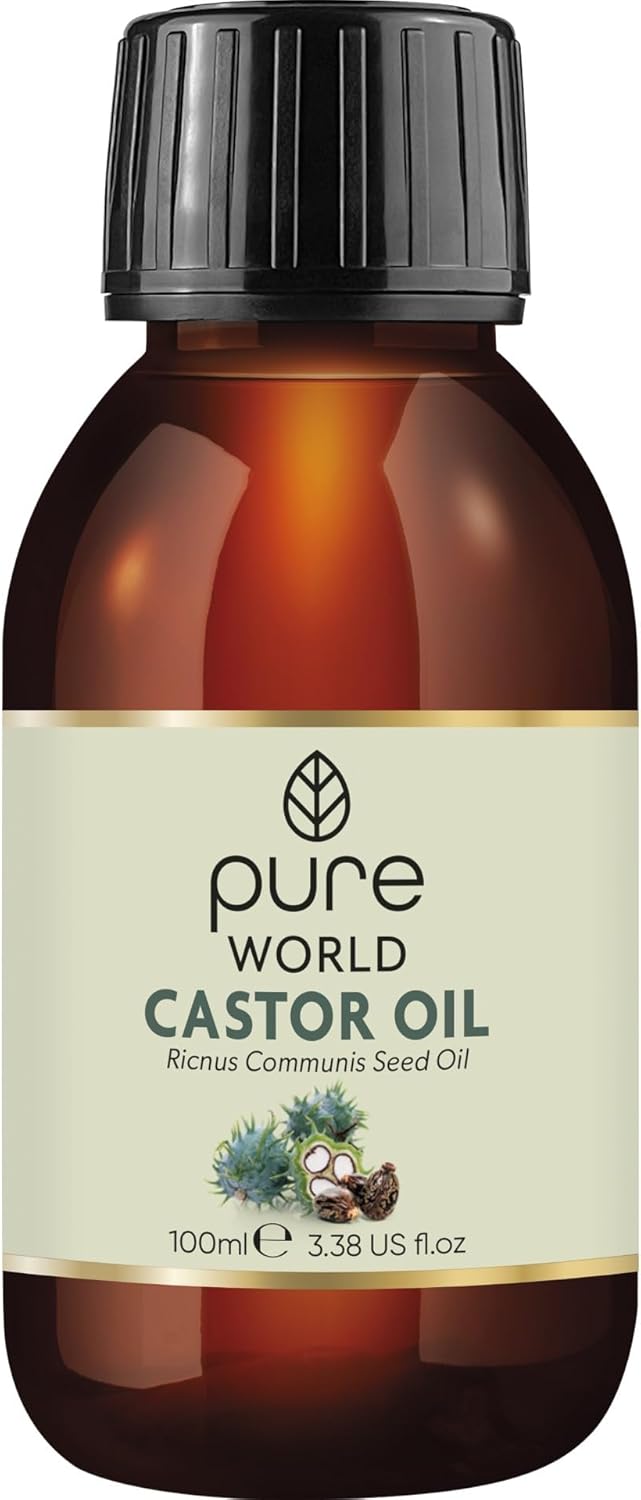 Pure World Natural Castor Oil 100ML Cold, & Freshly Pressed 100% Pure and Undiluted Hexane Free Eyebrows, Nails, Beard, Hair, Eyelash Growth Cruelty Free Food Grade
