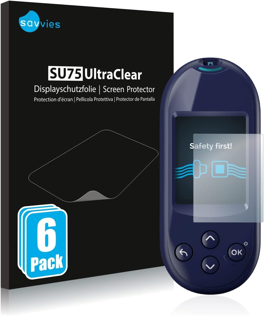 Savvies 6 Pack Screen Protector compatible with LifeScan OneTouch Ultra Plus Reflect Protection Film Clear