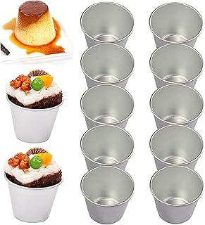 Suxgumoe Pudding Moulds, 10pcs Aluminum Baking Cups Cupcake Mould Muffin Tin Dariole Moulds Baking Tool