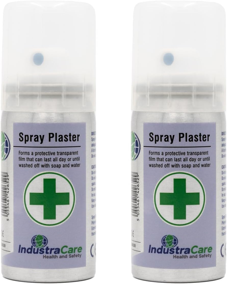IndustraCare Spray Plaster Transparent Film Wound Protection, 32.5ml, Protect Cuts & Grazes - Twin Pack