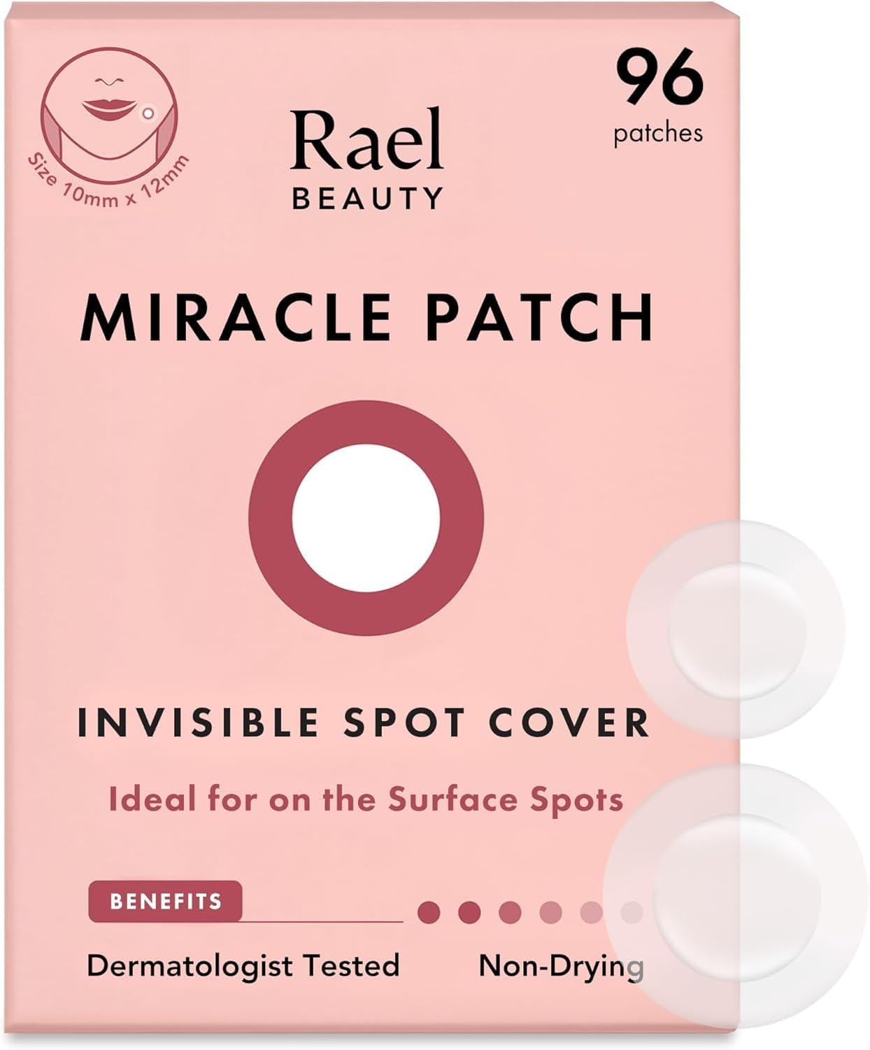 Rael Pimple Patches, Miracle Invisible Spot Cover - Korean Skincare, Hydrocolloid Acne Spot Treatment Patch, Face Stickers, Vegan & Cruelty Free, 2 Sizes (96 Patches)
