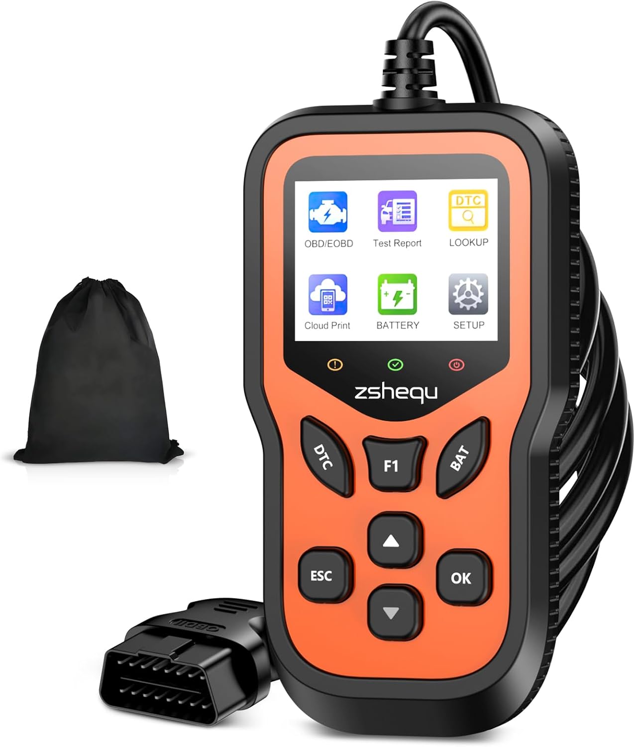 OBD2 Scanner Car Code Reader: OBD Auto Diagnostic Scan Tool - USB Check Engine Light Fault Code Readers with Battery Test - Universal LCD Screen Diagnostic Adapter for BMW Ford VW All OBDII Vehicle