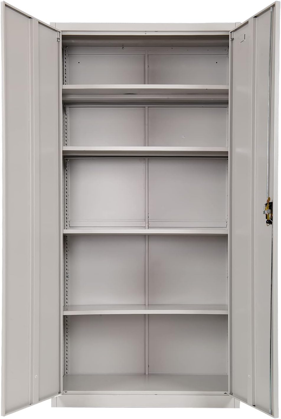 Frideko Office Storage - Metal Storage Cupboard, 5 Tier Thicken Steel Locker Utility Cupboard with Lock, Lockable Tall Cabinet - 90cm*40cm*185cm (Light Grey)