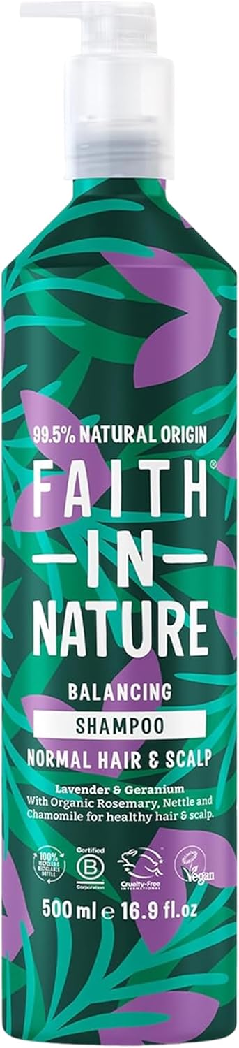 Faith In Nature - Natural Shampoo Aluminium Bottle - Vegan & Cruelty Free, No SLS or Parabens - 500ml, Lavender & Geranium
