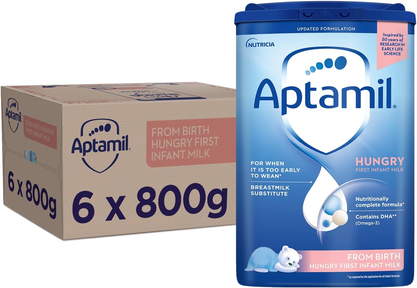 Aptamil Hungry Baby Milk Powder Formula, from Birth, 800g (Pack of 6)