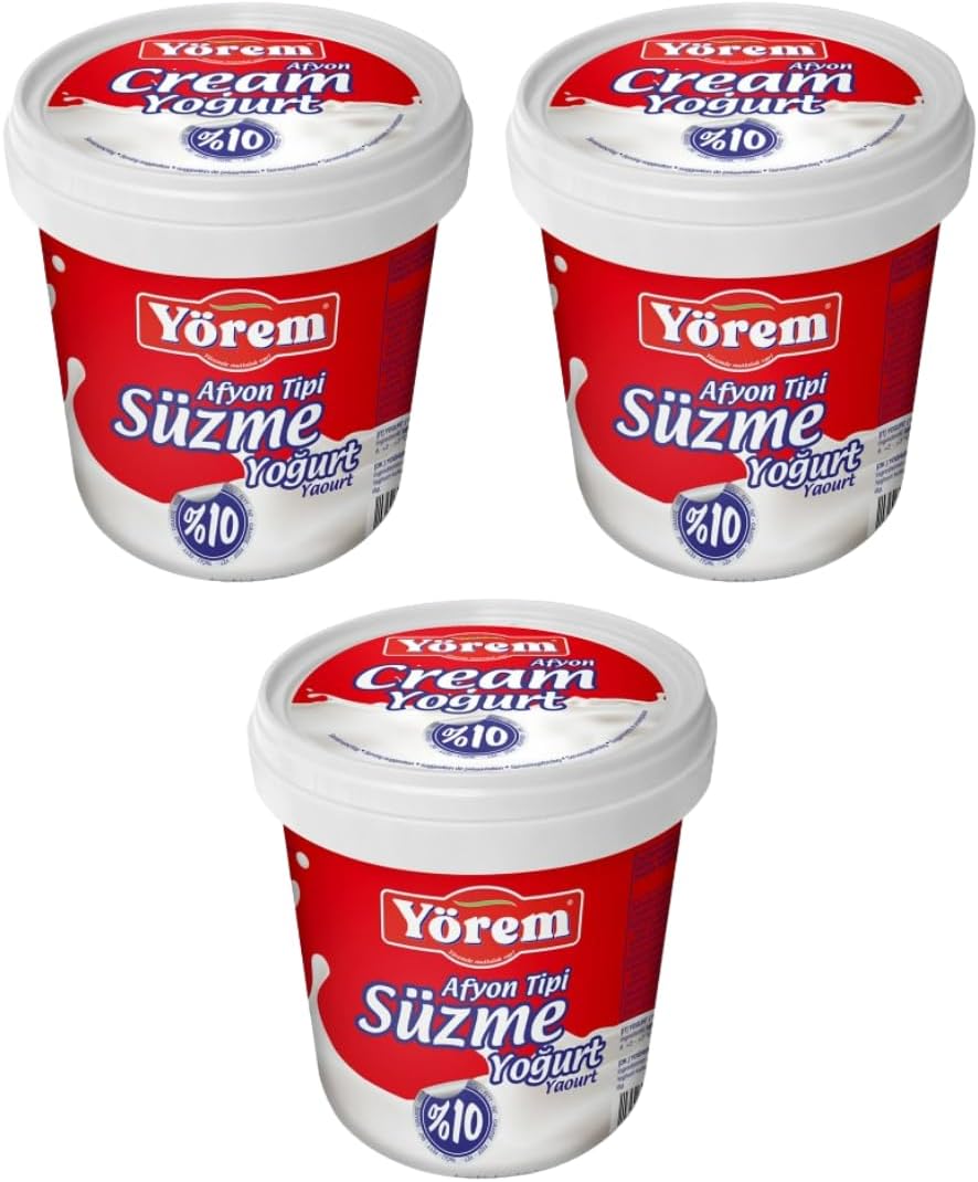 By Pufai Grocery, Yorem Yoghurt Afyon Turkish Style Strained Yoghurt% 10 Fat 1000 Gramm x 3 yoghurt container