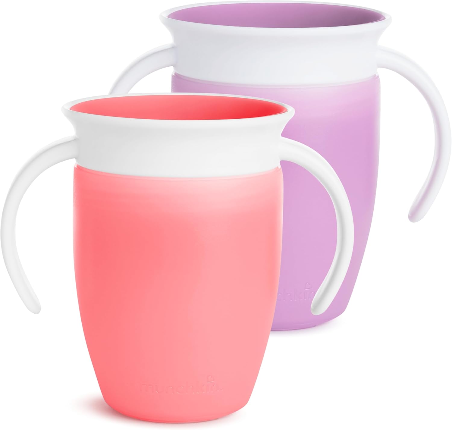 Munchkin Miracle 360 Sippy Cup, 6+ Months - 7oz/207ml, 2 Pack,Pink/Purple
