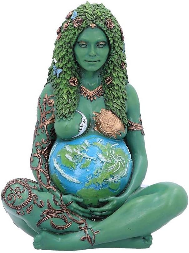 Nemesis Now Small Ethereal Mother Earth Gaia Art Statue Painted Figurine, Green, 17.5cm