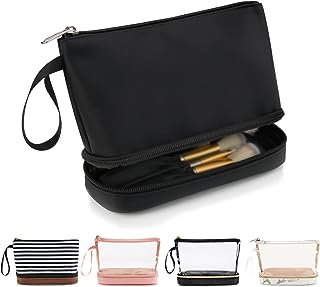 Ethereal Makeup Bag for Purse, Small Travel Makeup Organizer Bag for Women Daily Double Layer Cosmetic Bag Portable Makeup Brush Bags