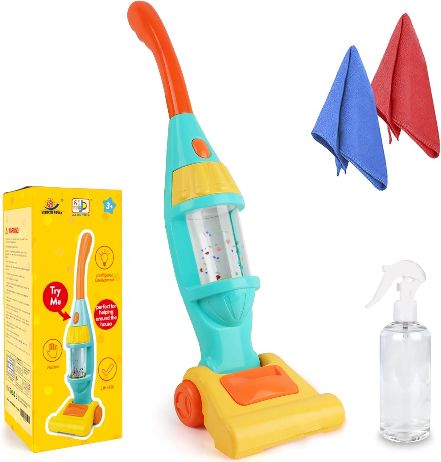Kids Vacuum Cleaner Toy for Toddler, Toy Vacuum Cleaner with Light & Realistic Sounds, Pretend Role Play Household House Keeping Kids Cleaning Set Playing Learning Toys for Children Girls Boys