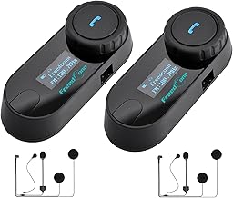 FreedConn Motorcycle Bluetooth Headset TCOM SC Helmet Intercom 3 Riders Paring 800M 2 Riders Talking Motorcycle Communication Systems with LCD Display Universal Fitment Motorbike Communicator 2Pack