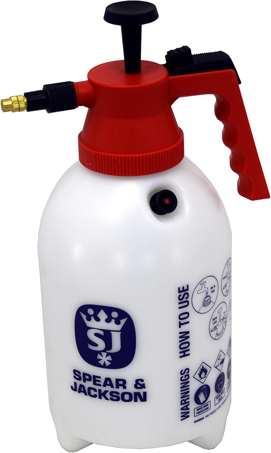 Spear & Jackson 2LPAPS 2L Pump Action Pressure Sprayer, WHITE AND RED