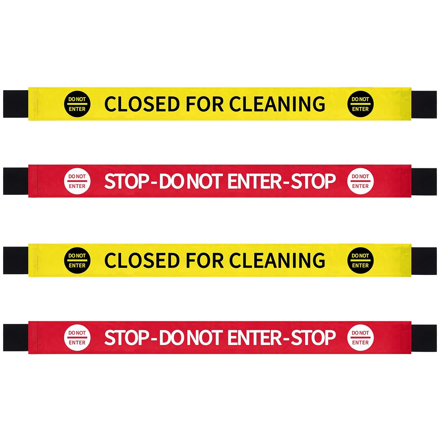 Wenqik 4 Pcs Magnetic Nylon Safety Signs - Red & Yellow - Closed for Cleaning & Do Not Enter - 42 x 3.5 Inches