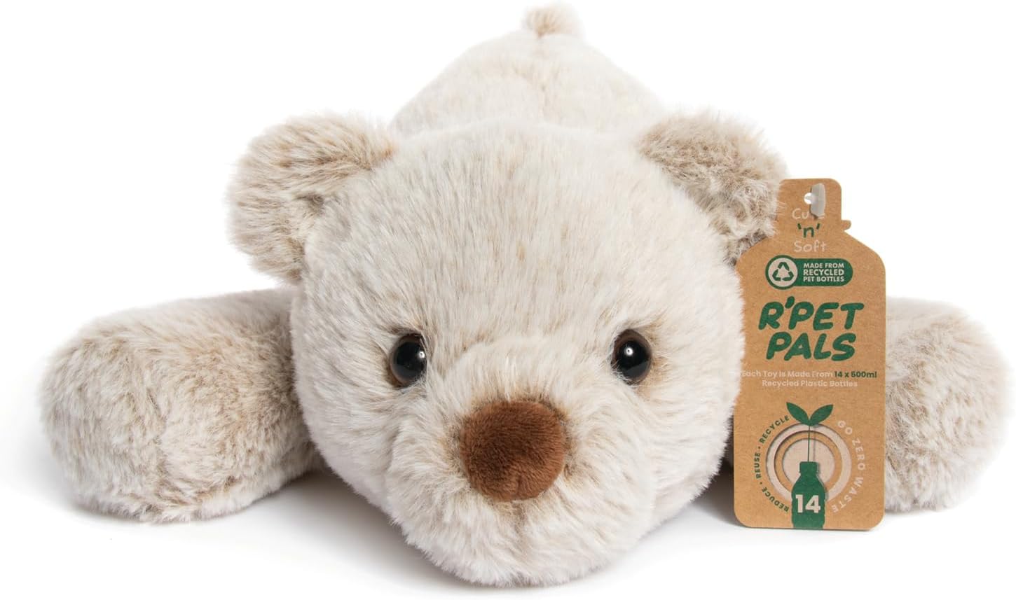 Lesser & Pavey Rpet Pals Barney Laying Bear Teddy For Kids | Made Up of Recycled Bottles | Stuffed Animal Soft Toys | Ideal For Birthday or Baby Gift