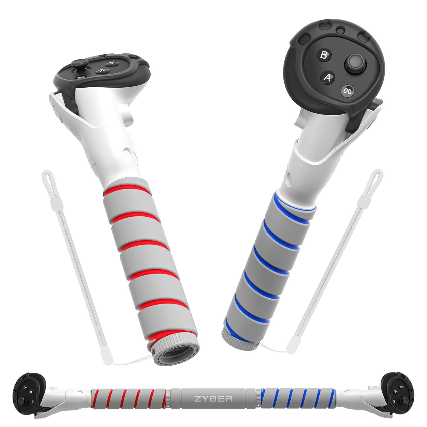 ZYBER Controller Extensions Gorilla Tag Long Arms for Meta Quest 3S/Quest 3 Beat Saber Handles Golf Club Attachment VR Sticks Controller Grips for Quest 3S/3 Enhance VR Gaming Accessories