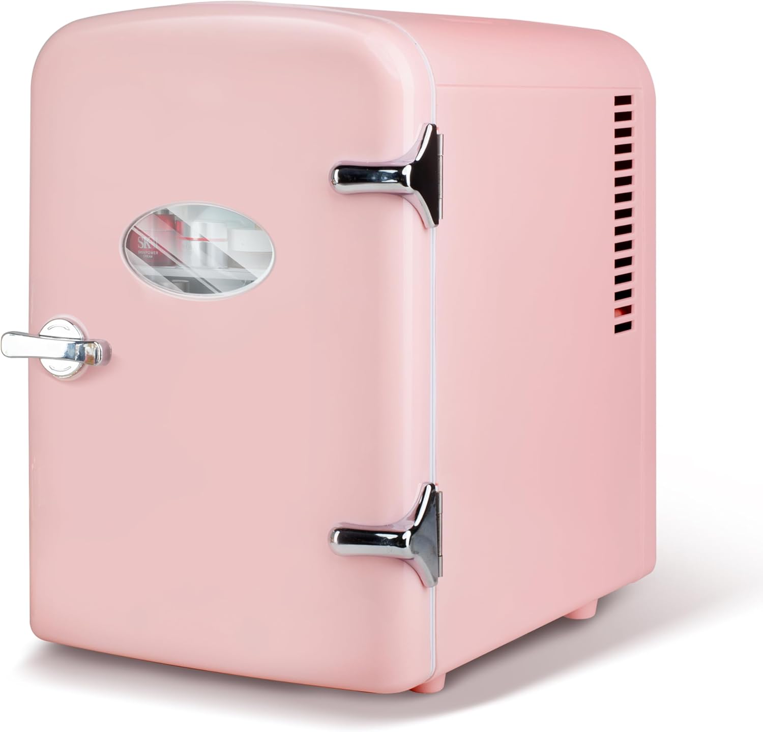 HealSmart Mini Portable Cooler, 4 Liter & 6 Cans Compact Refrigerators with Observation Window, 100% Freon Free and Eco Friendly for Drinks, 4L, Pink