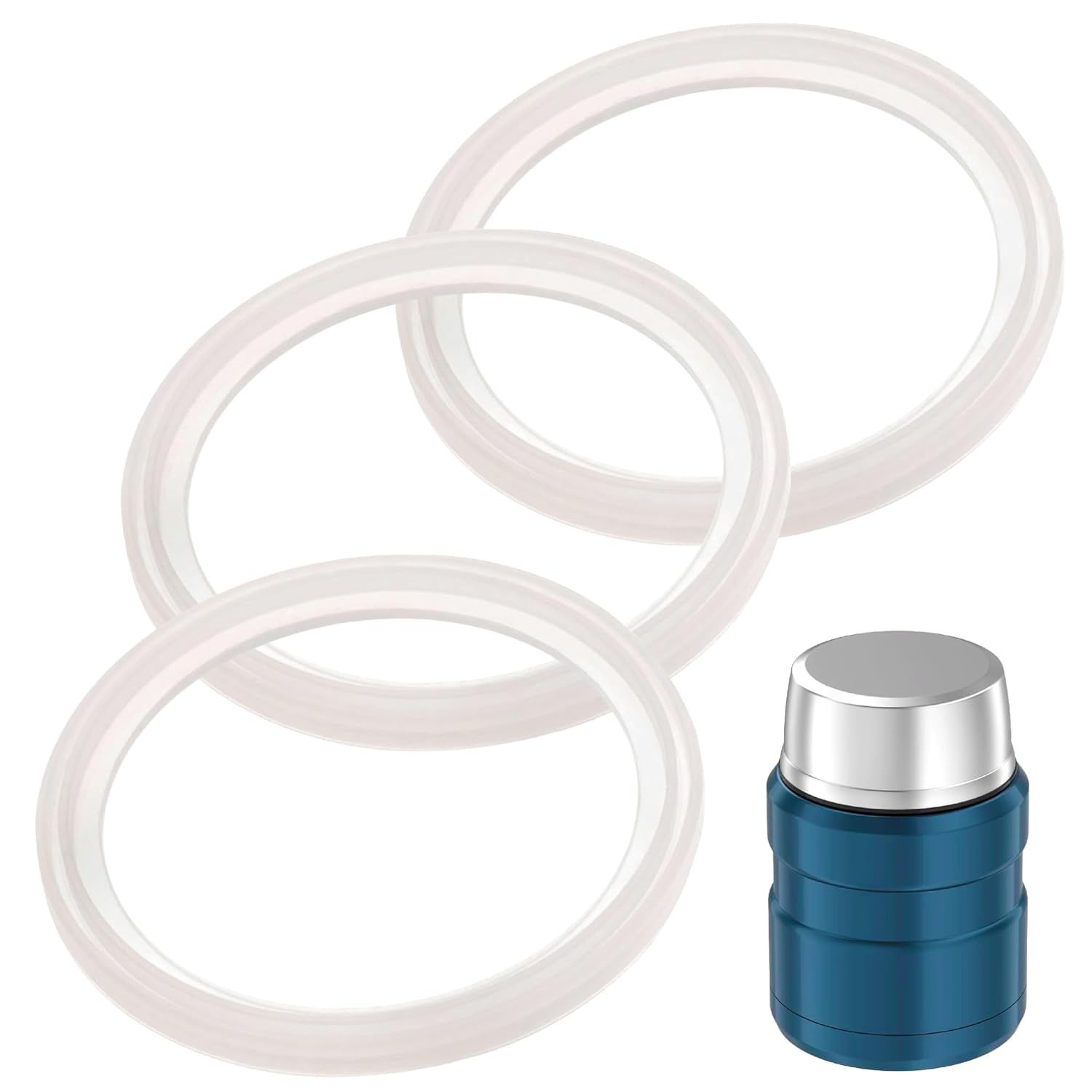 Impresa Replacement Silicone Gaskets - Compatible with Thermos Stainless King Food Jars & Thermos Seal Replacement - Leak-Proof & Food Jar Seal - Durable Silicone & Gasket Kit - Pack of 3, Round