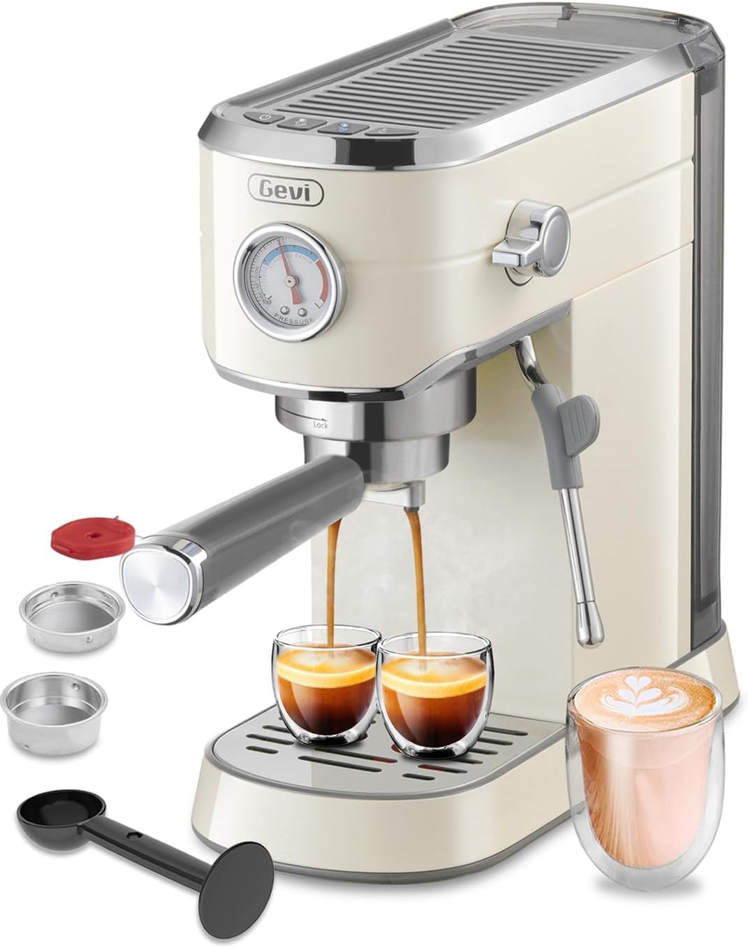 Gevi 20Bar Espresso Machine,Compact Coffee Maker with Adjustable Steam Wand