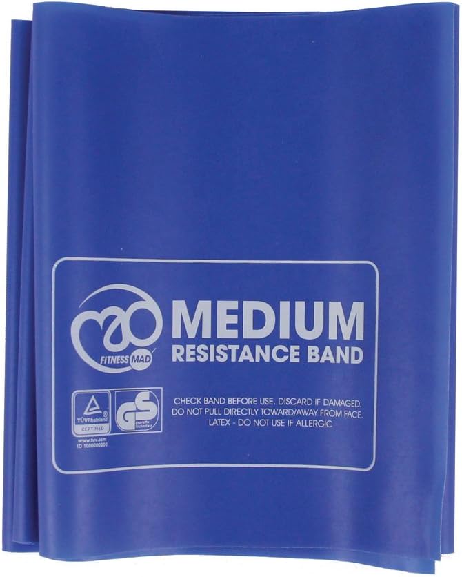 Fitness Mad Resistance Bands, Workout Band 1.5m, 3 Resistance Levels, Heavy Duty Exercise Band for Home Workout, Pilates & Rehabilitation