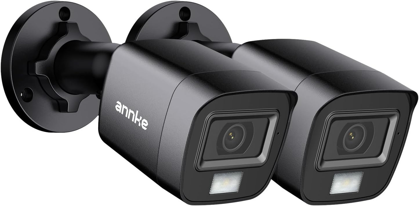 ANNKE 1080p HD Wired Home Security Camera, Dual-Light 2-pack CCTV Bullet Camera for Surveillance System, 66ft Night Vision, 3.6mm Lens, IP67, Outdoor Indoor Use