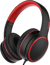 RORSOU R10 On-Ear Headphones with Microphone, Lightweight Folding Stereo Bass Headphones with 1.5M No-Tangle Cord, Portable Wired Headphones for Smartphone Tablet Computer MP3 / 4 (Black)