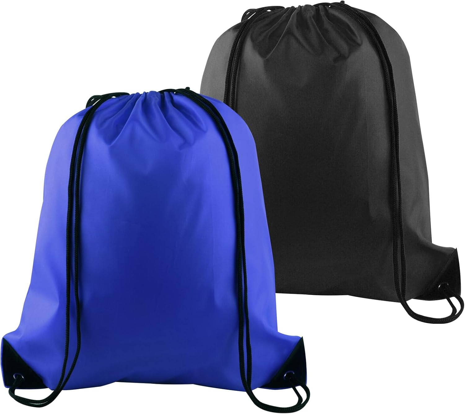 PLULON 2Pcs Drawstring Bags Bulk Drawstring Backpack Blue Black String Backpack Cinch Sack Sport Gym Backpack Bags for Yoga Traveling Outdoor Sports
