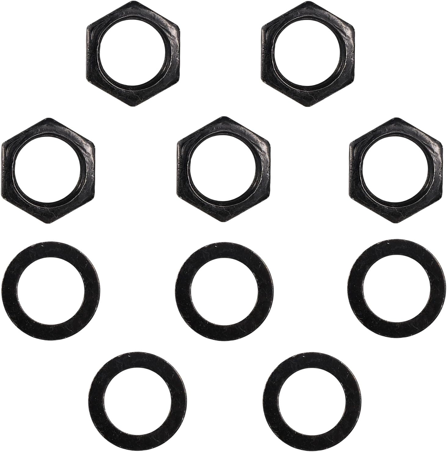 5 Set of Guitar Jack Nut and Washer, Alloy Thread 3/8" Input Output Jack Nut and Washers Replacement Parts for Electric Guitar Bass All Types Sockets(Black)