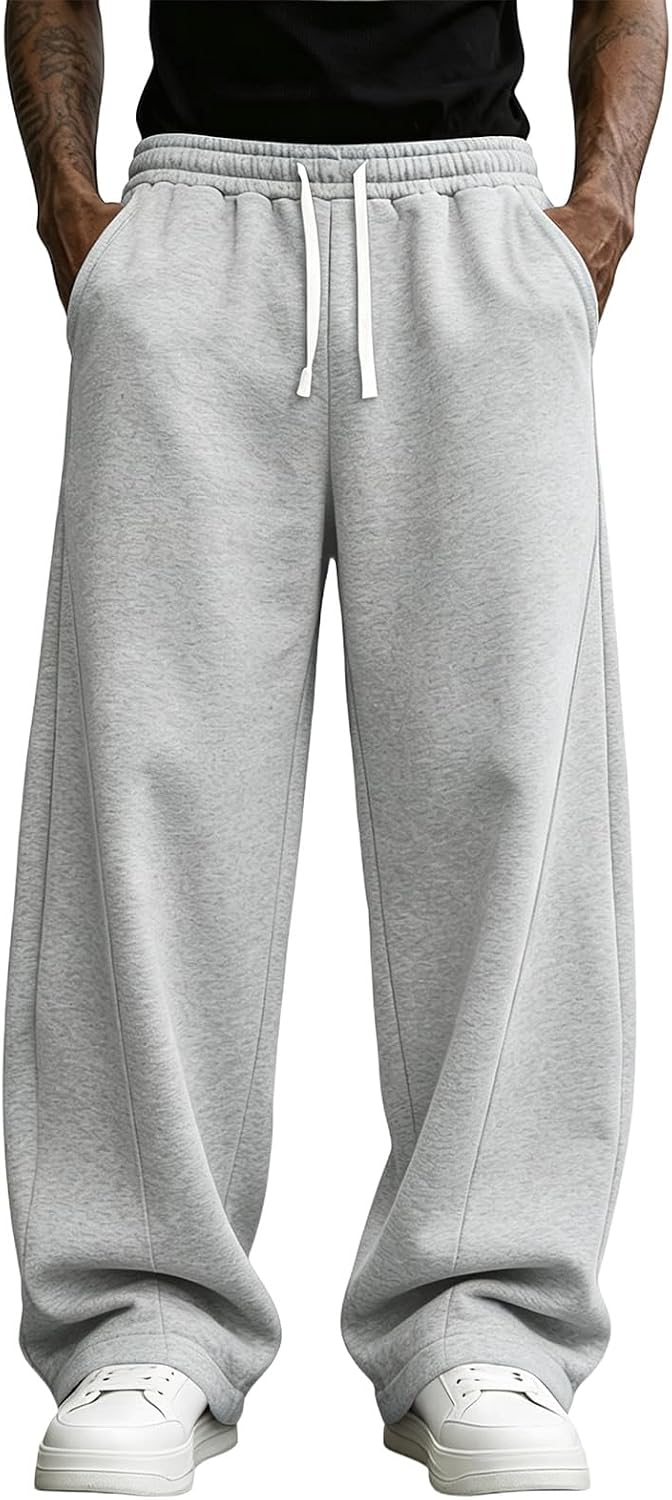 Joggers for Men UK Wide Leg Casual Lightweight Baggy Trousers