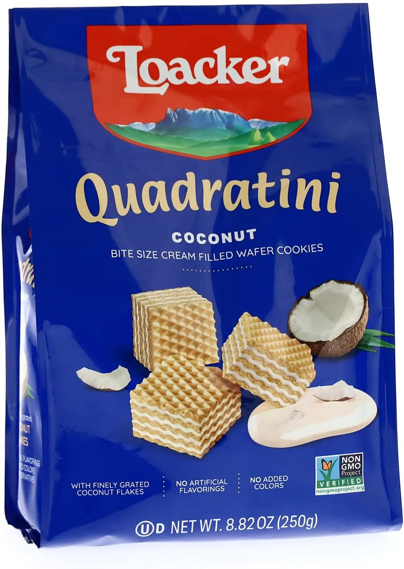 Loacker Quadratini, Coconut, 8.8000-Ounce