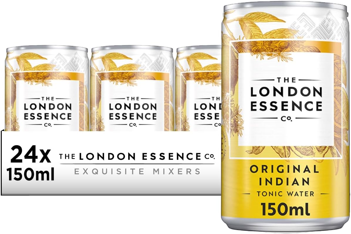 The London Essence, Co. Original Indian Tonic, Premium Cocktail Mixer, 150ml, Pack of 24 cans, No Artificial Colours Preservatives or flavours, Low Calorie