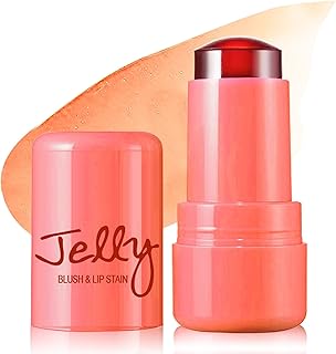Milk Jelly Blush Stick Milk Cooling Water Jelly Tint Blush Stick Multi-Use Lip and Cheek Stain Stick Moisturizing Natural Lip Gloss Waterproof,Long Lasting(02 Coral)