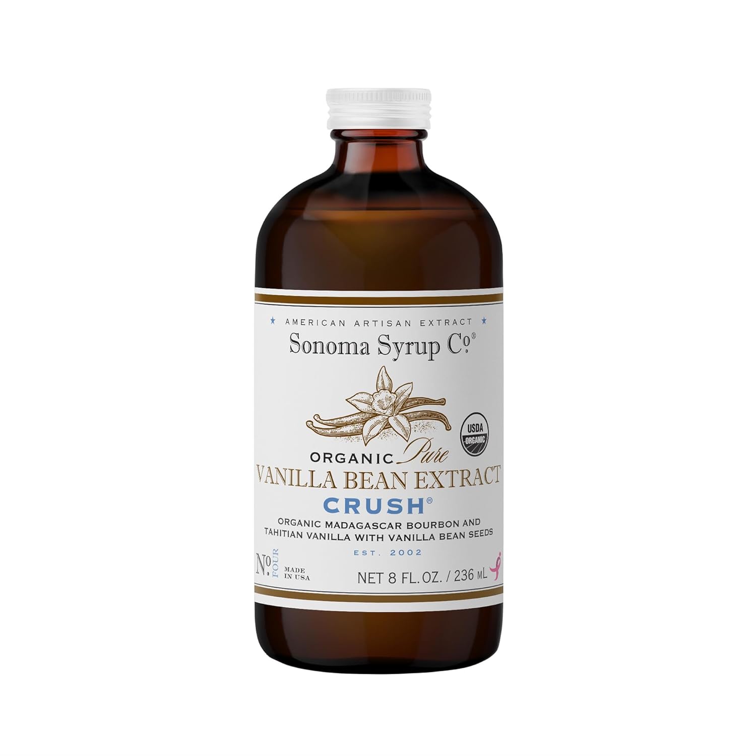 Sonoma Syrup Co Organic Pure Vanilla Bean Extract "Crush", 8 oz