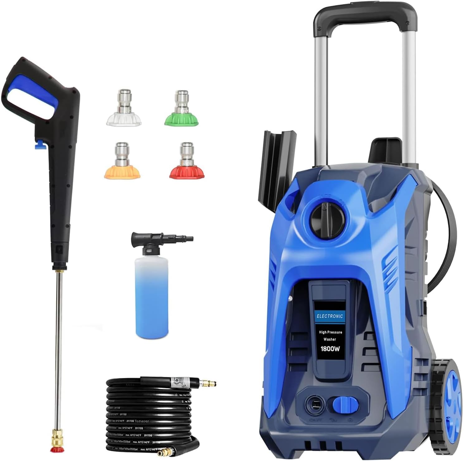 Electric Pressure Washer 4800PSI-Max 2.9GPM Pressure Washer with 25 Foot Hose, 16.4 Foot Power Cord, Soap Tank Car Wash Machine Yellow Ideal Cleaning for Patio