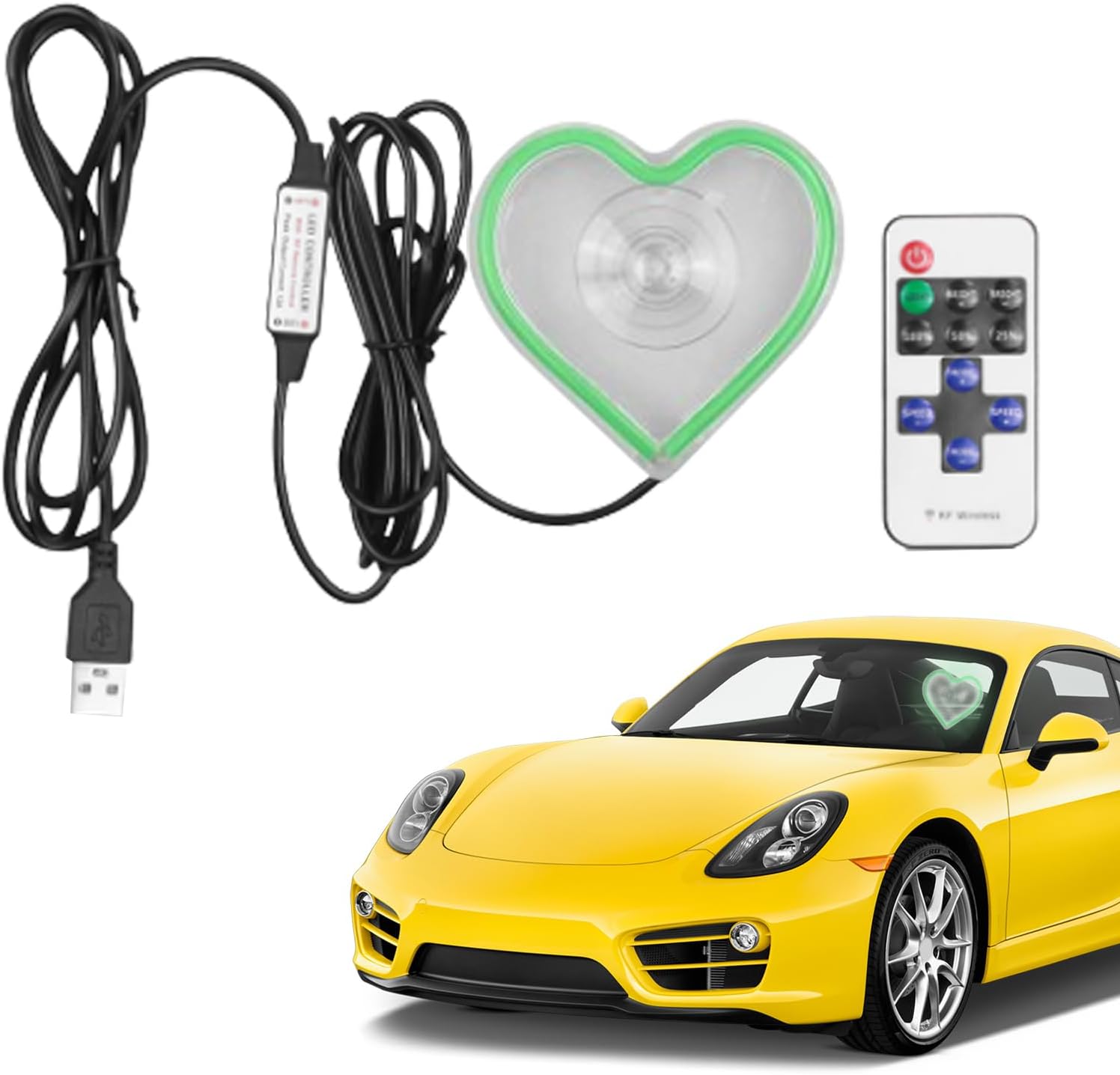 Zibeem Heart Light - Heart-Shaped Ambient Light | Automotive Interior Decoration Neon Lighting for Dashboard Trunk Window Entryway Truck Home Holiday Night Gathering Date