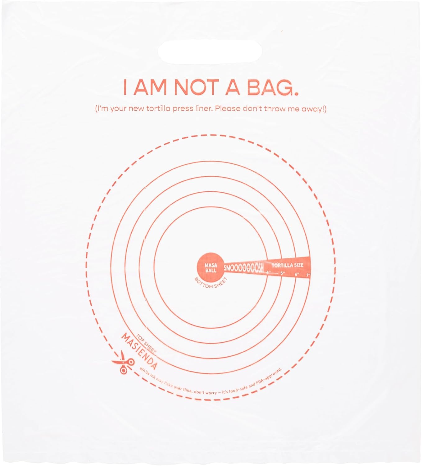 Tortilla Press Liners (Pack of 5) - Reusable Plastic Liners, Fits All Tortilla Presses, with Printed Tortilla Sizing Ruler