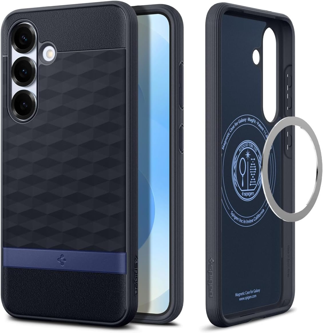 Spigen Parallax MagFit Designed for Galaxy S25 Case [Fast Wireless Charging] (2025) - Navy Violet
