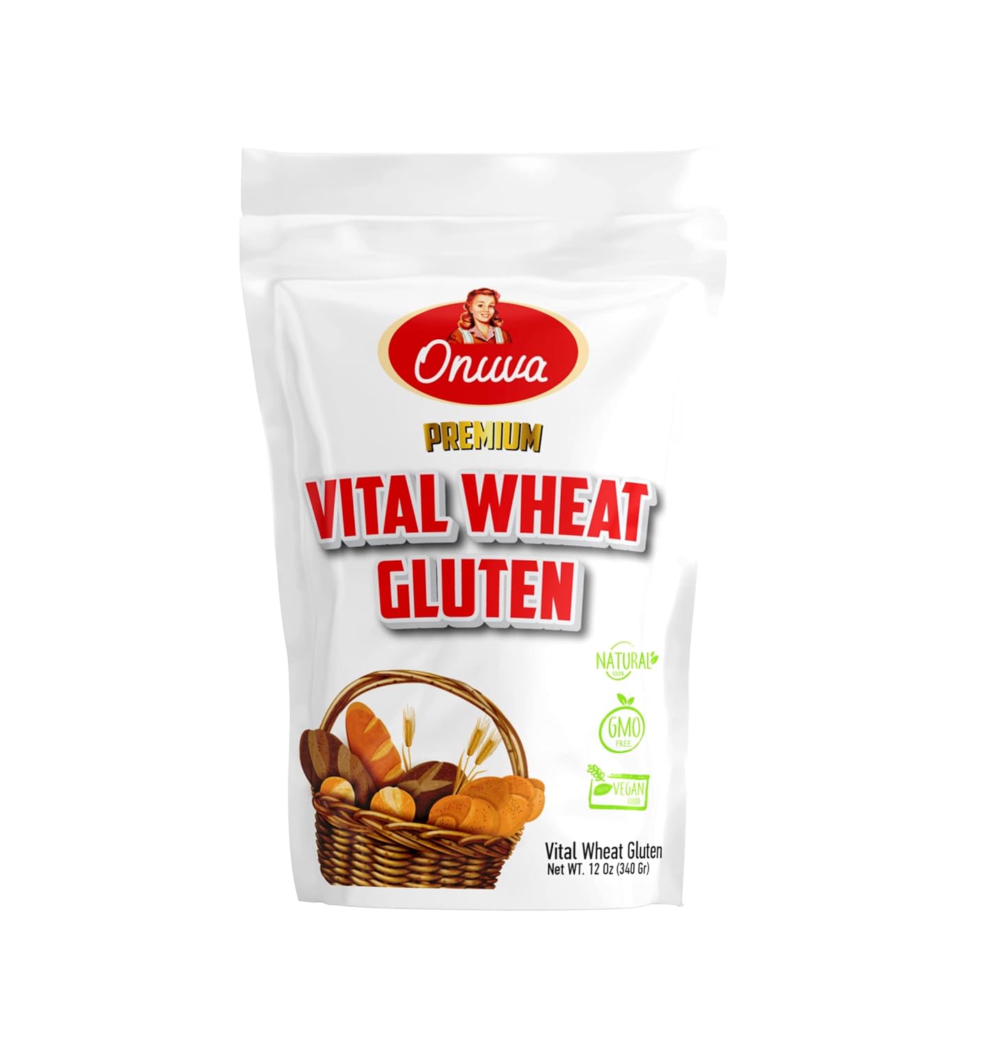 Vital Wheat Gluten by Onuva - 12 oz (340 g) -High Protein - Vegan - Non GMO - Keto Friendly - Bread Making - Natural Powder for Bread Machine - Low Carb - Vegan Gluten - For Seitan - Pack of 1